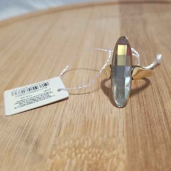 NWT Calvin Klein Continuity Slim Oval Faceted Yellow Glass Stone Size 7 - Picture 2 of 8